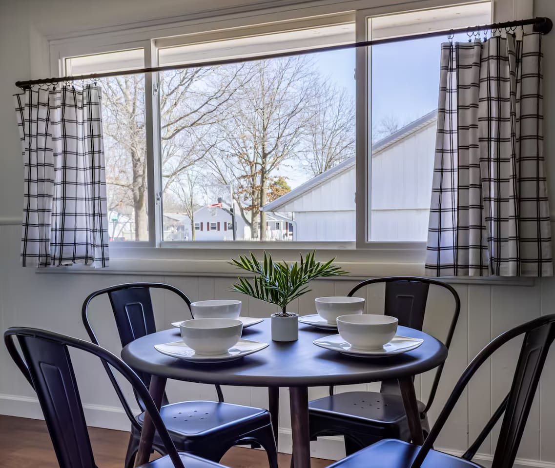 Gather the group around this cozy table for shared meals and easy conversation.