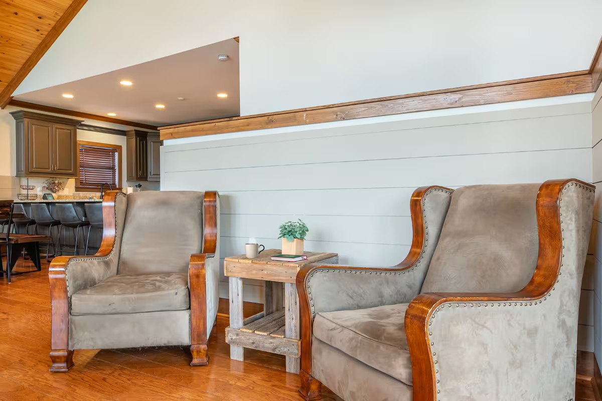 Pool table sitting area
