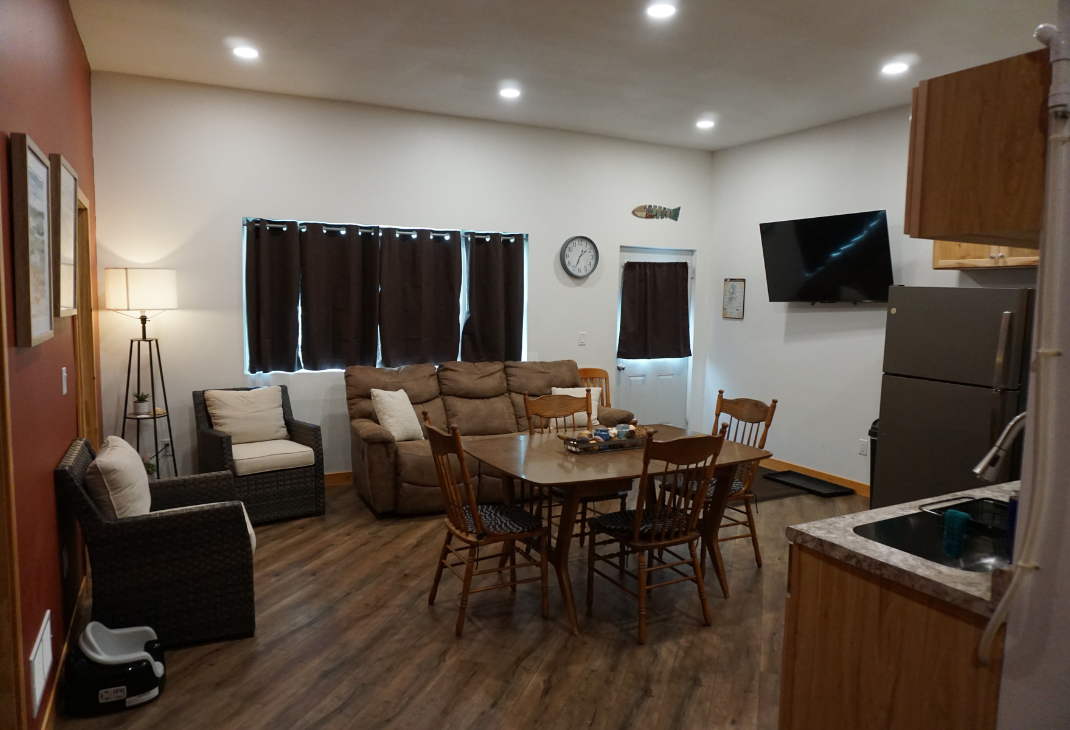 View of living room and the front door.