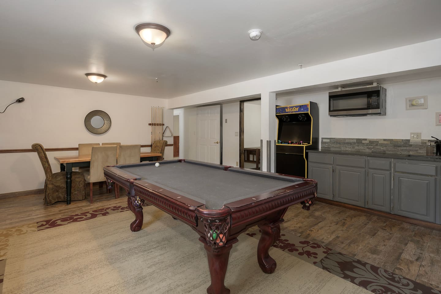 Basement living and game room