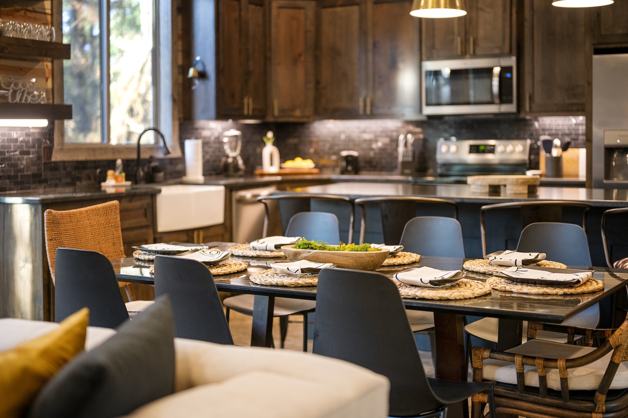 Share laughter and long dinners around the table with seating for eight.