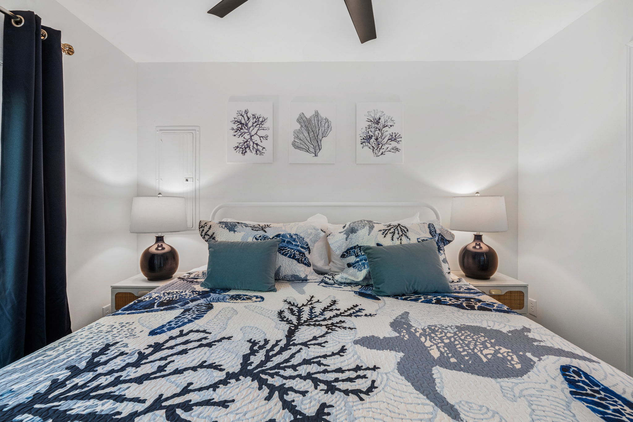 King Bedroom 3 Overlooks The Pool and Has a Private Entrance To Backyard | IOP Escapes Beach Blessing | 3705 Hartnett Blvd, Isle of Palms, SC