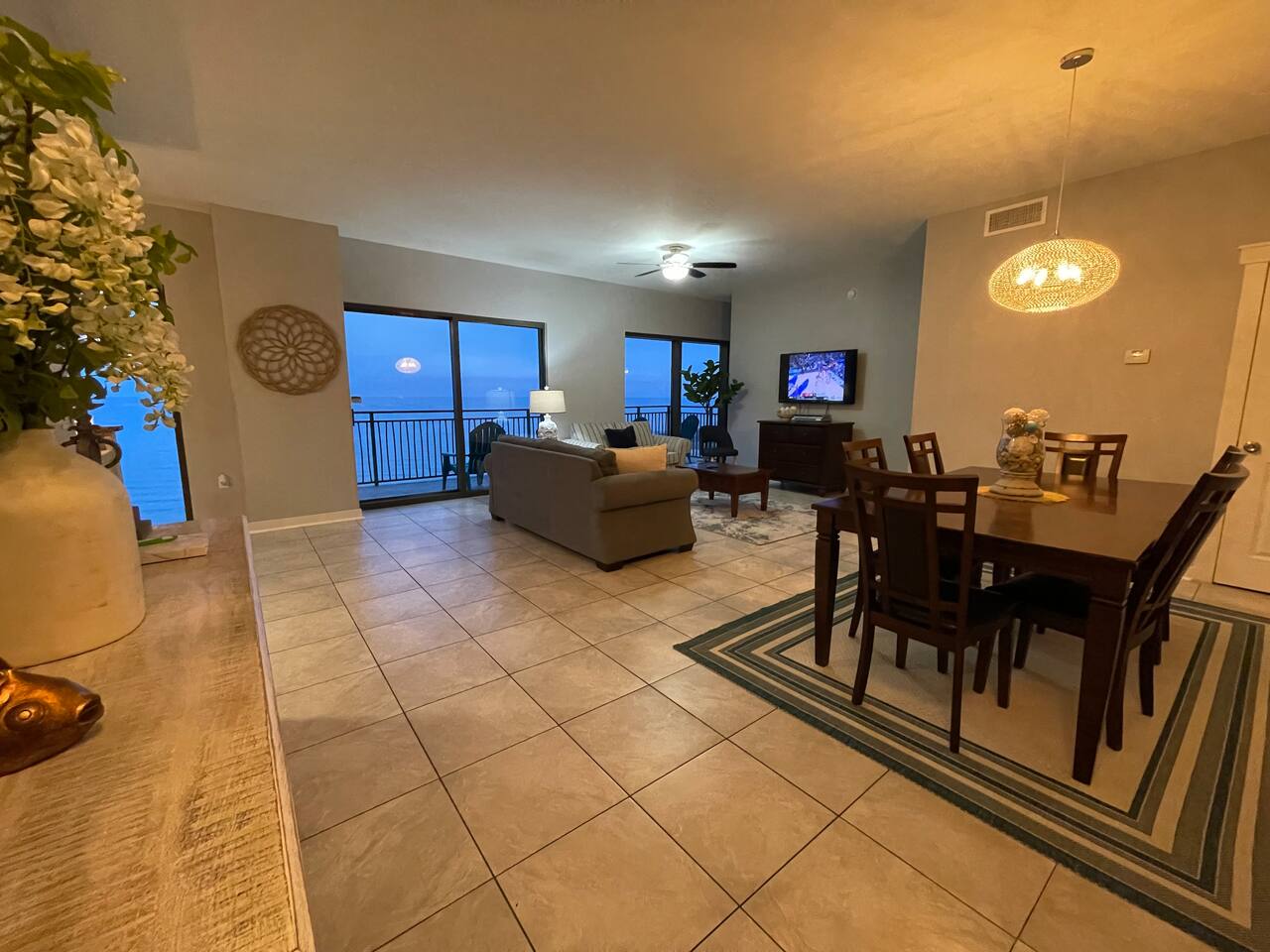  Living and dining room at dusk