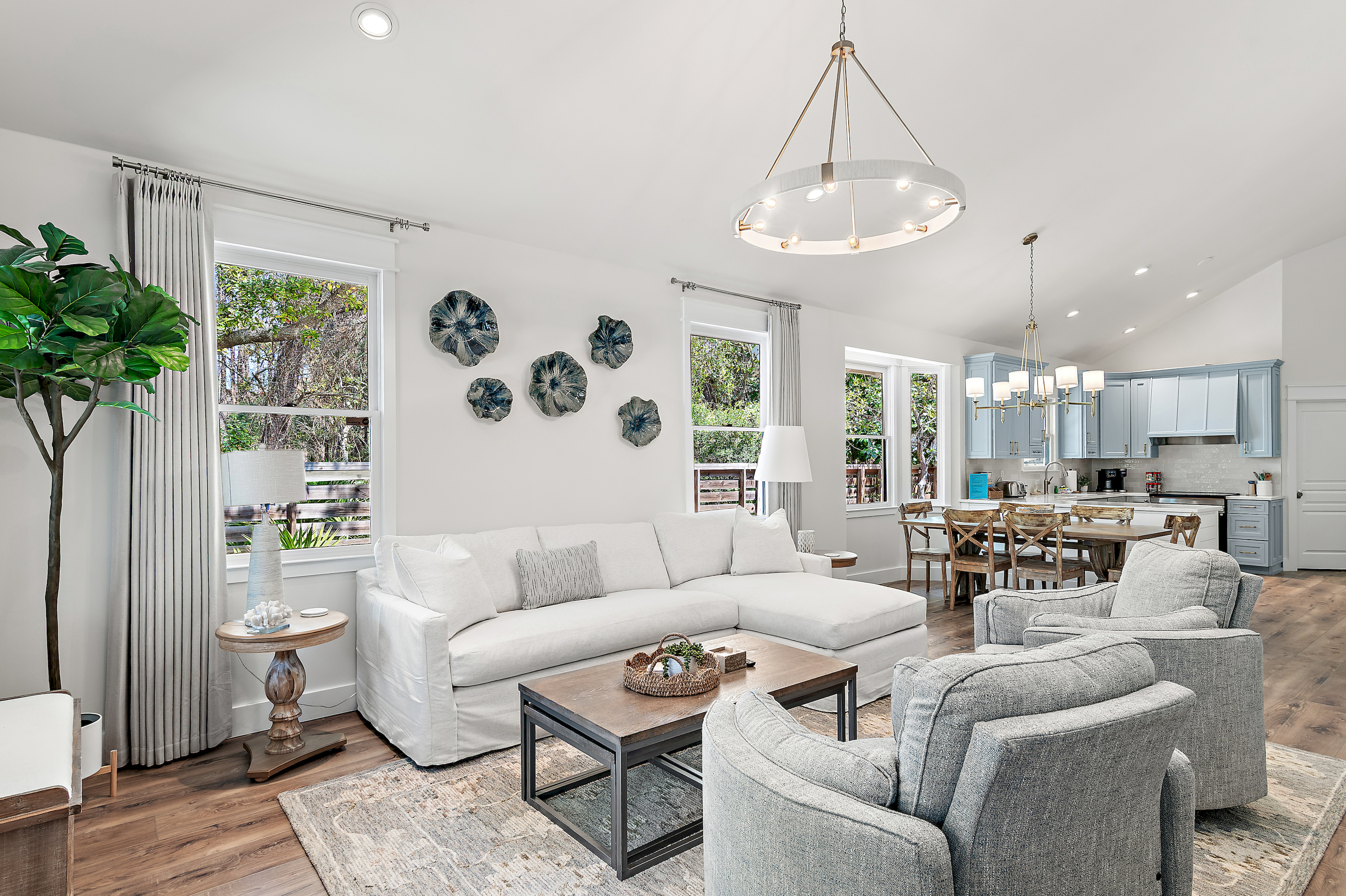 Bright, open living space with modern coastal décor