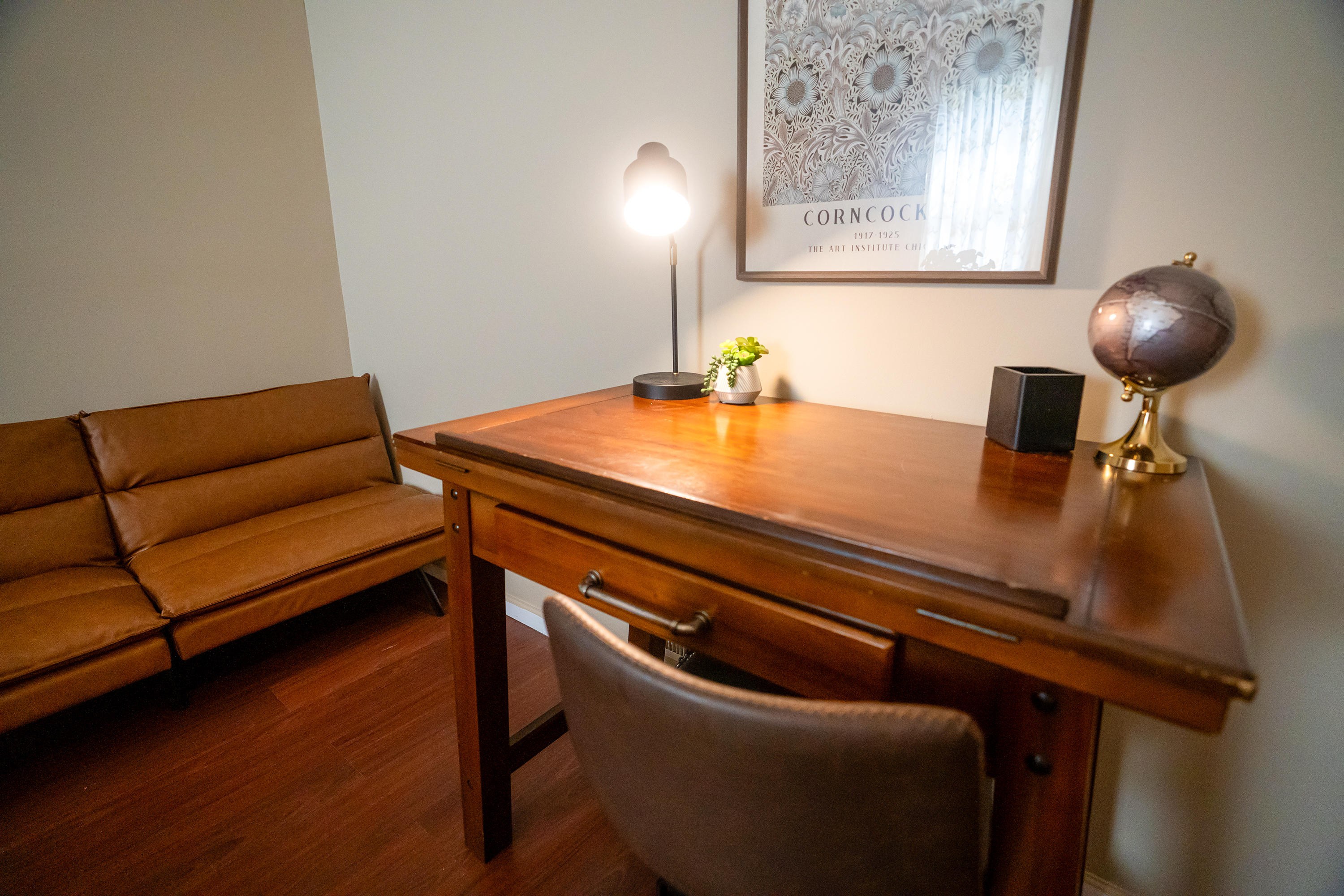 Quiet workspace in dining room