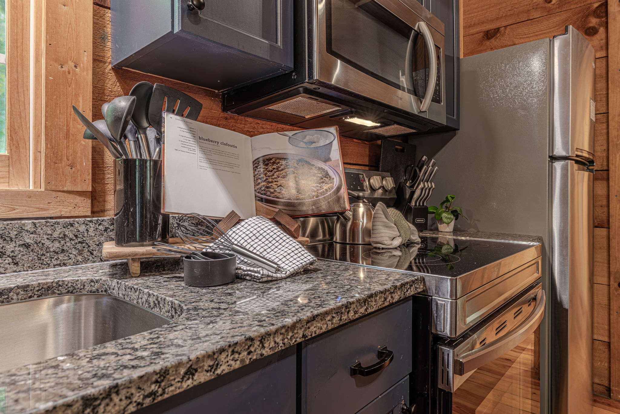 Fully stocked kitchen for real meals, not just snacks.