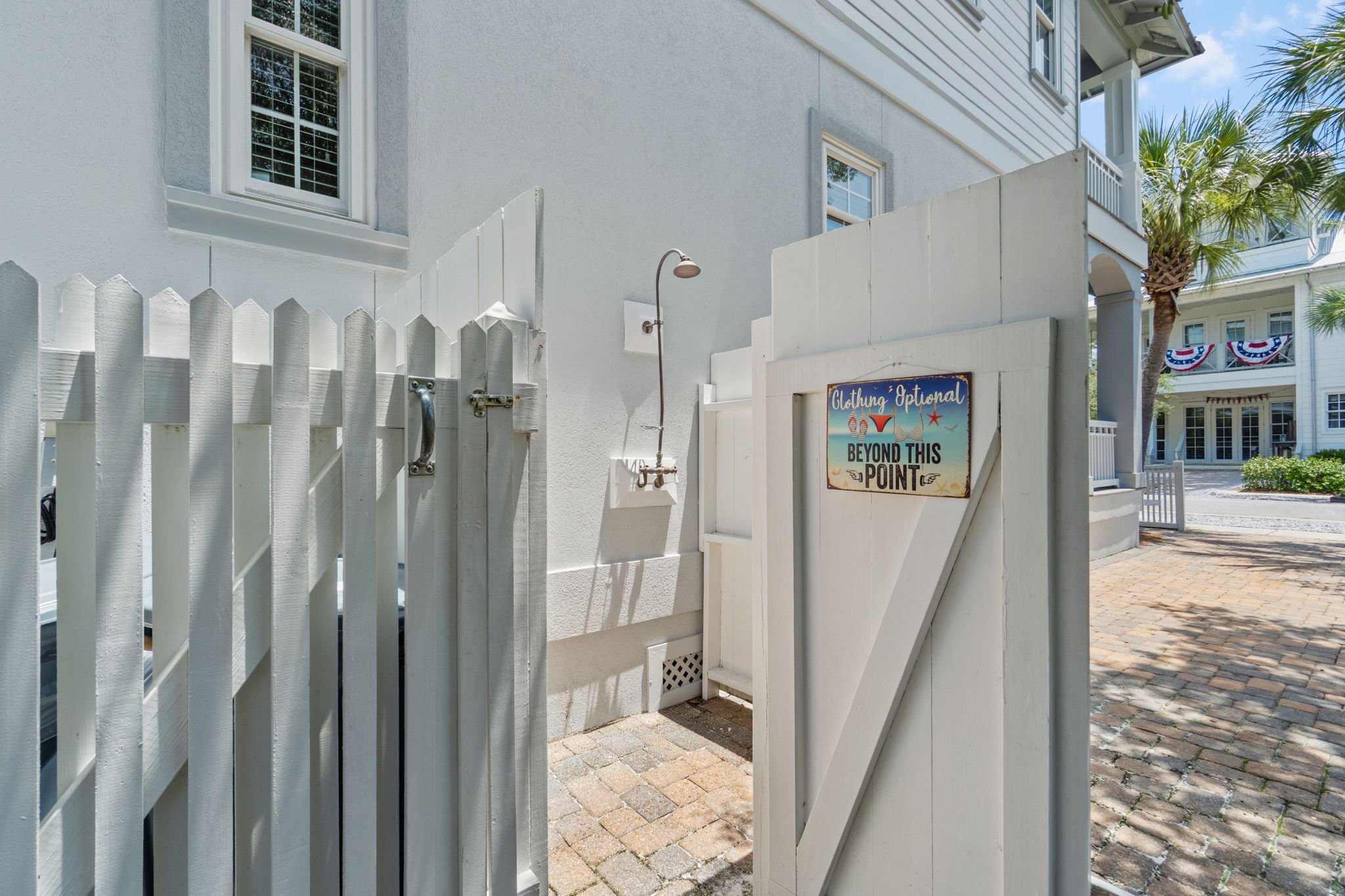 Outdoor shower with hot & cold water