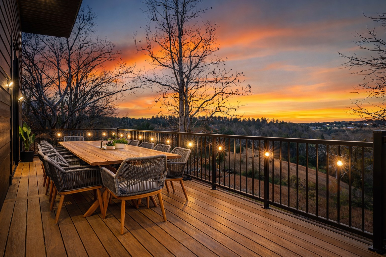 {Sunset Dining }
Outdoor dining setup with seating for 12+ — ideal for sunset dinners, wine, and soaking in the Blue Ridge views