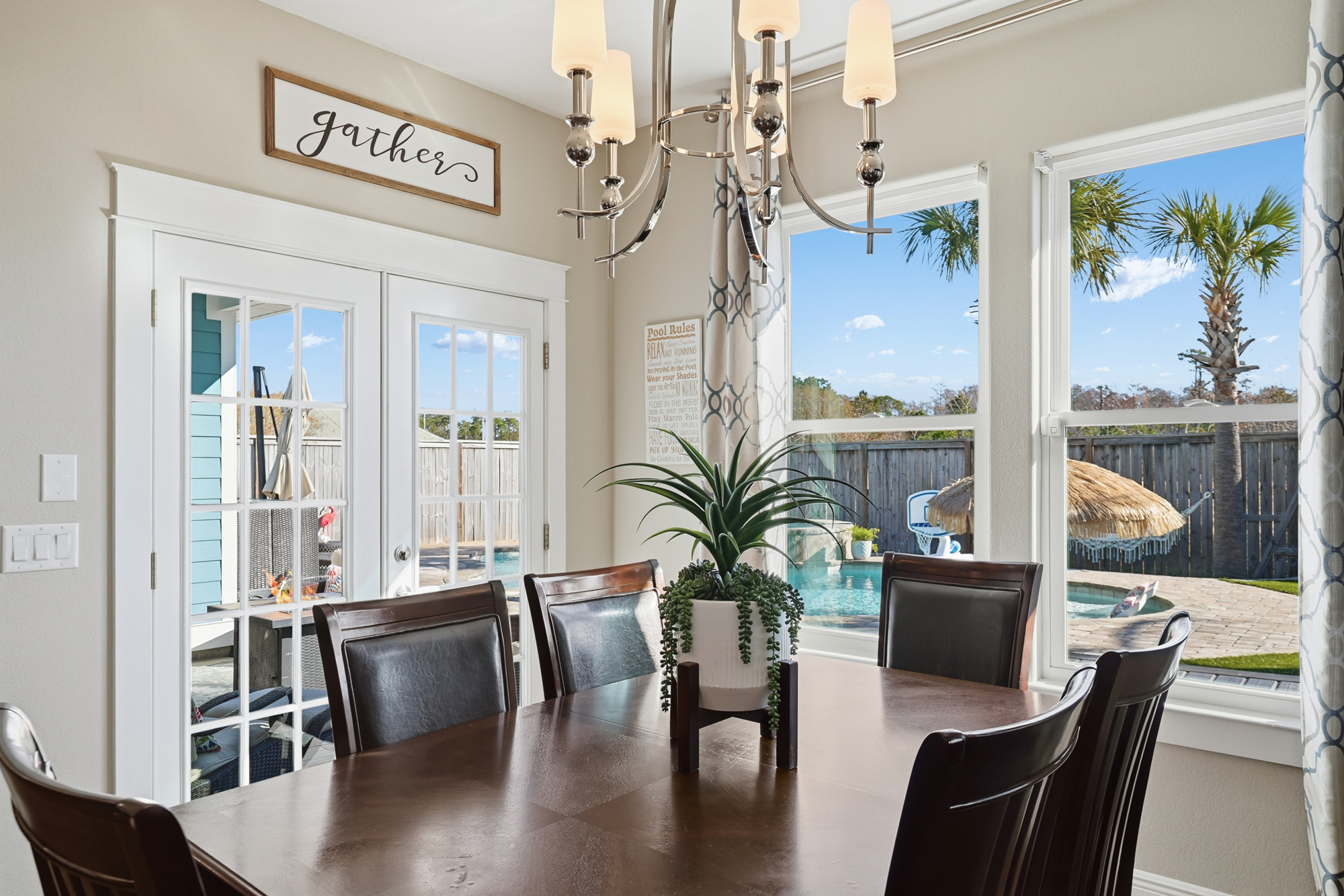 Welcoming dining space in a private-pool vacation home close to Panama City Beach.