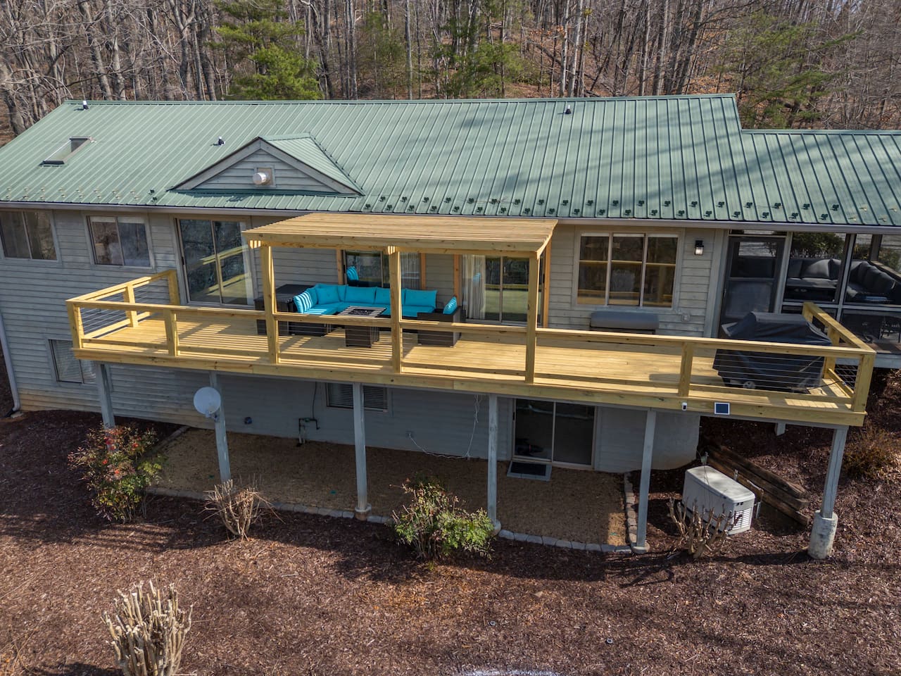 Upper drone view of the home