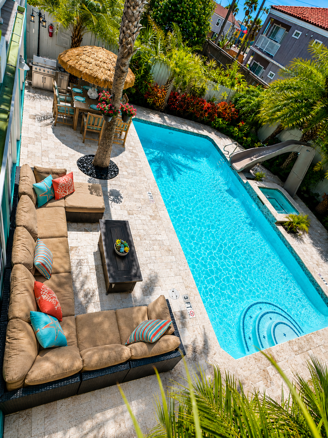 Large Sectional with firepit