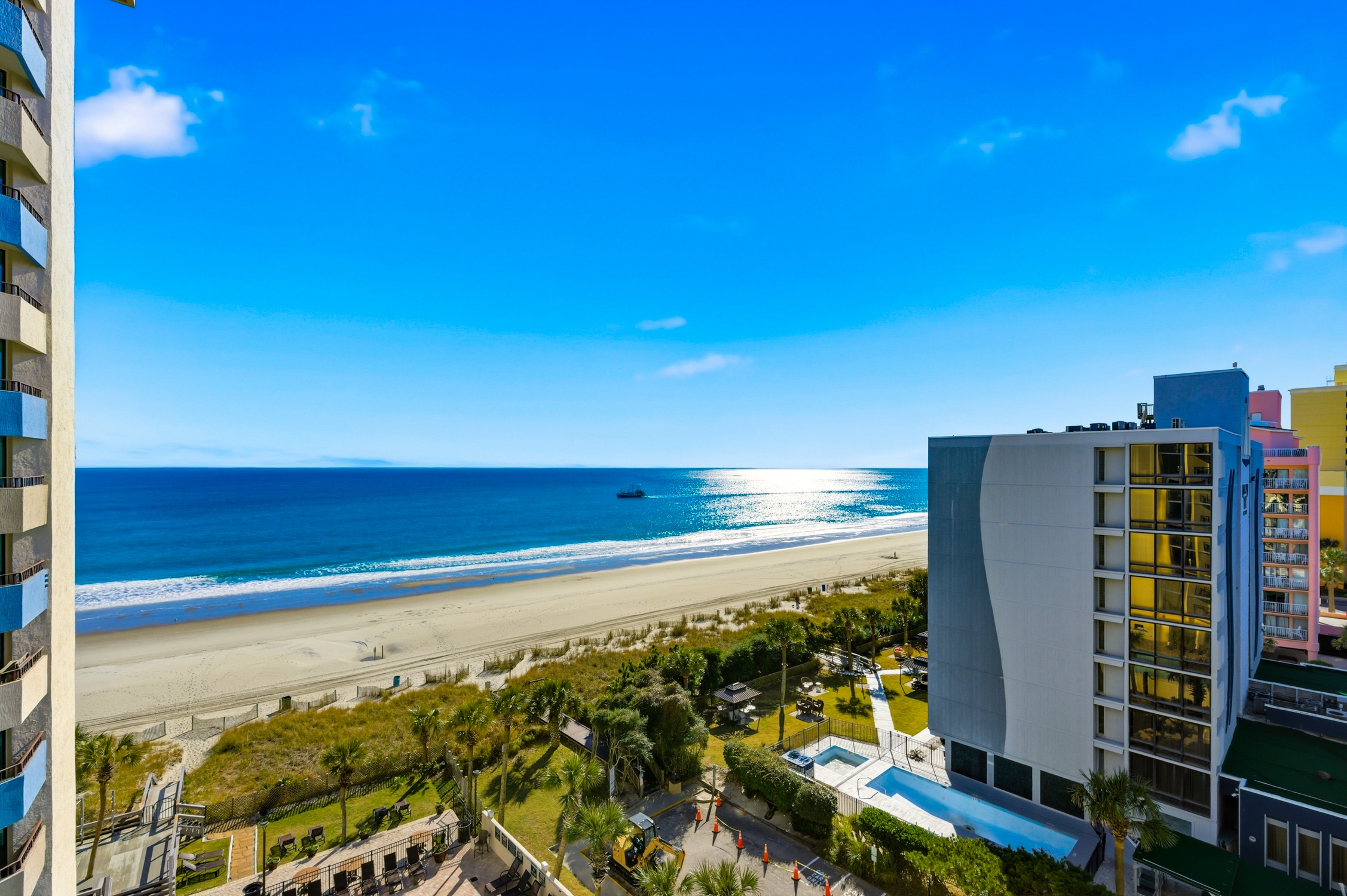 Beach and ocean view from the balcony