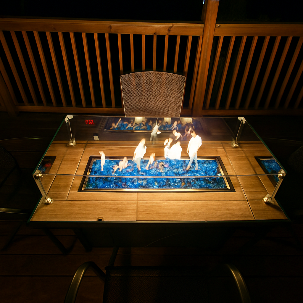 Share stories, sip wine around the glowing fire table — romance and relaxation all in one.