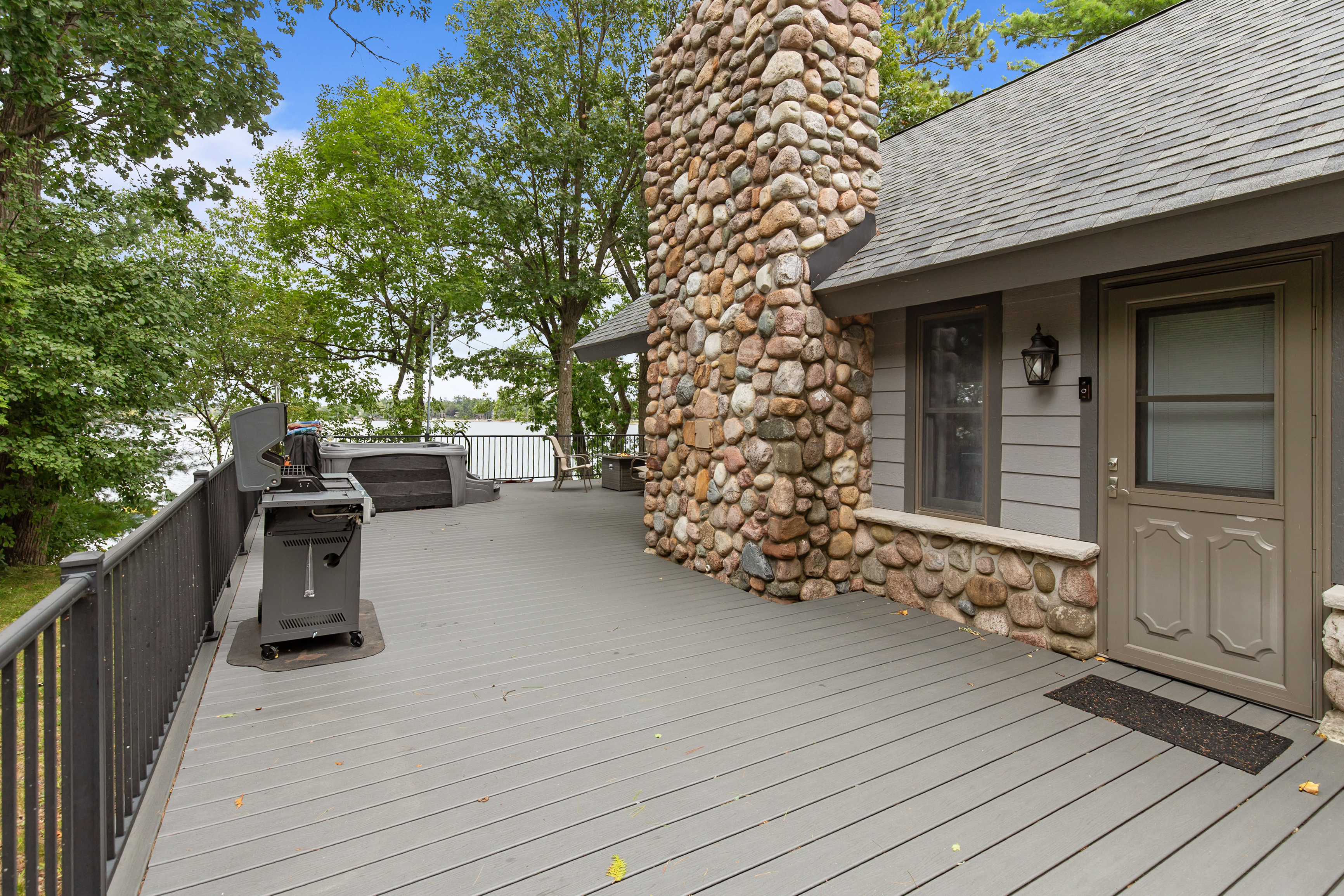 Enjoy easy access to the deck from either the front door or the living room patio doors.
