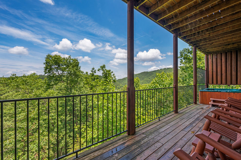 Scenic mountain views from the cabin deck