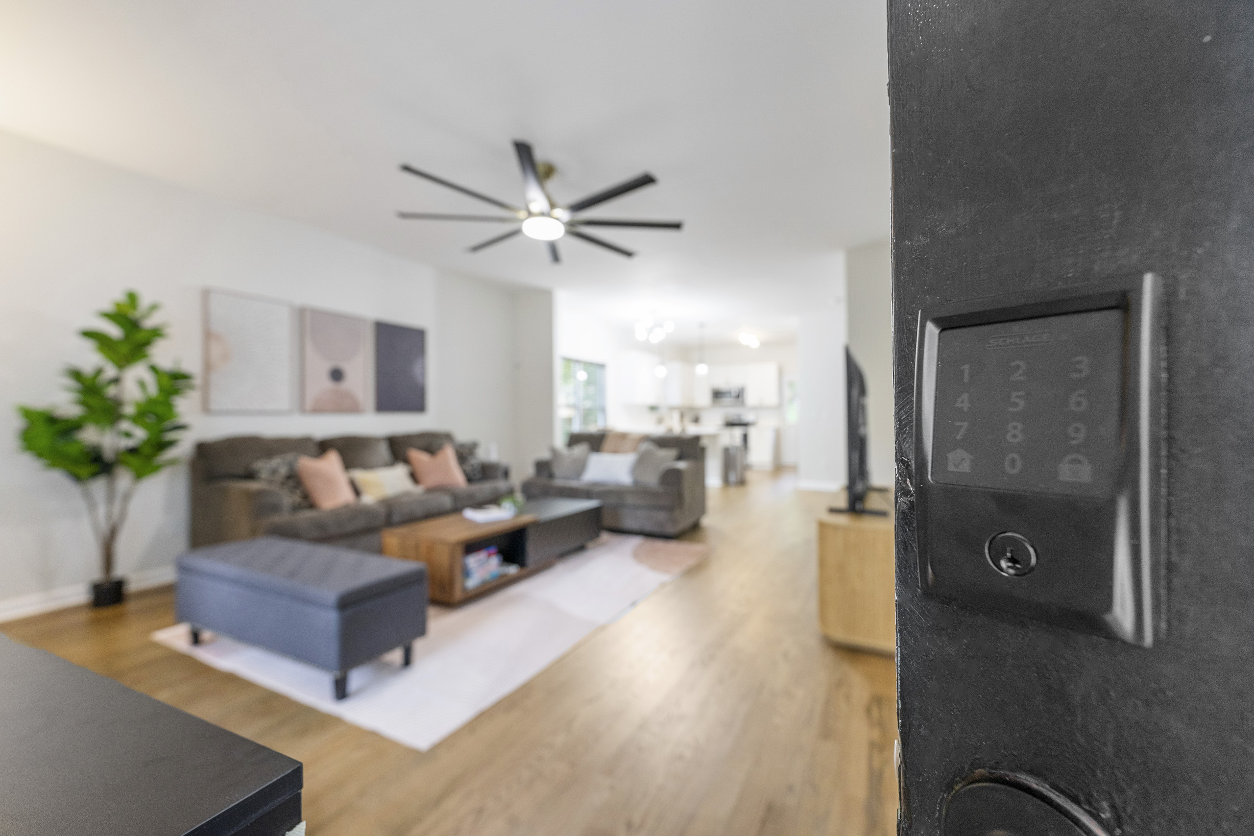 Easily check yourself in with our secure smart keypad entry.