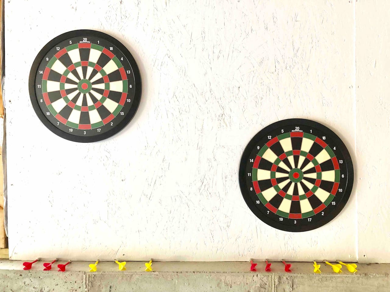 Dart boards in the garage for those rainy day games.