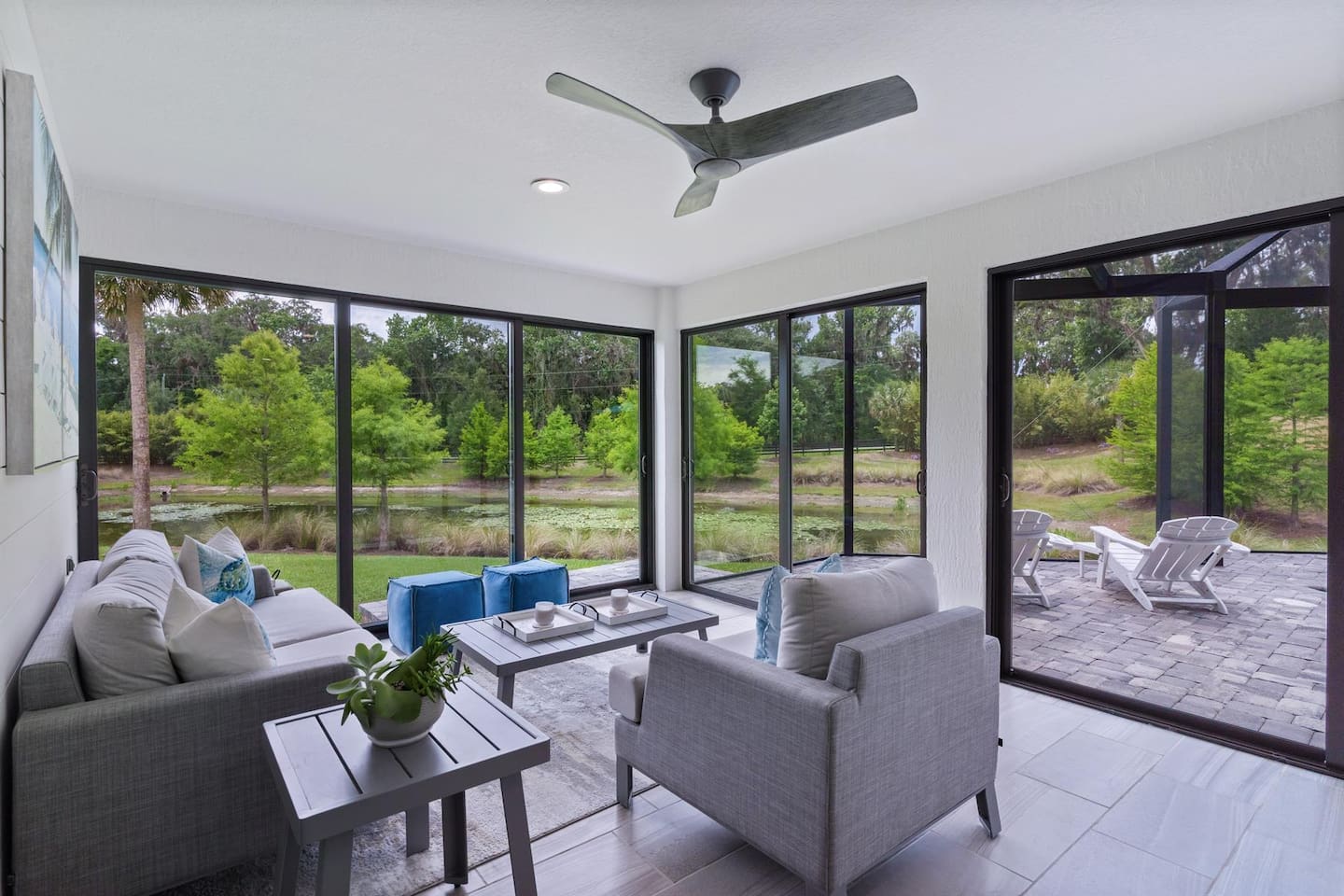 Relaxing sunroom with cozy seating
