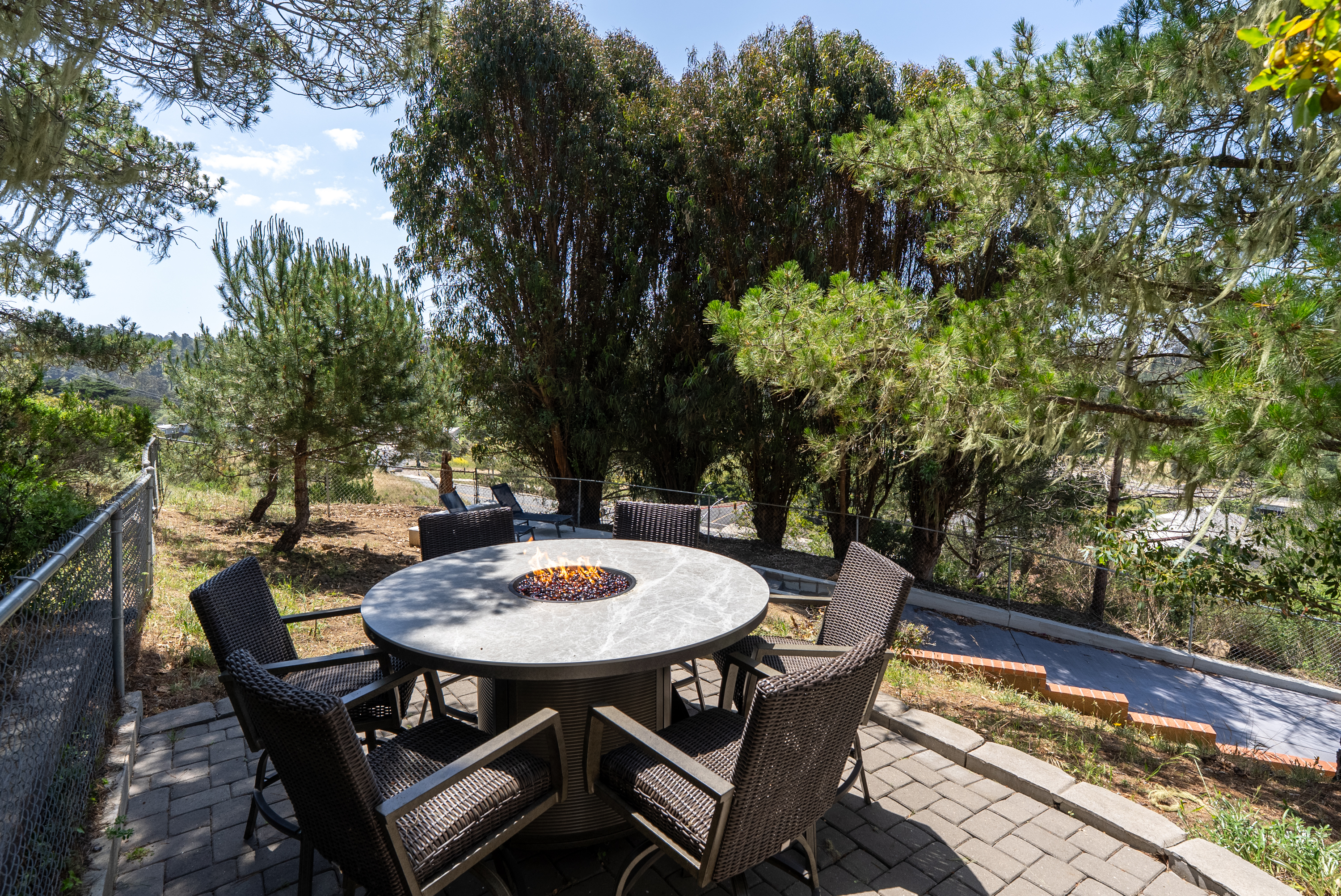 Gather around this outdoor fire pit for a relaxing evening.