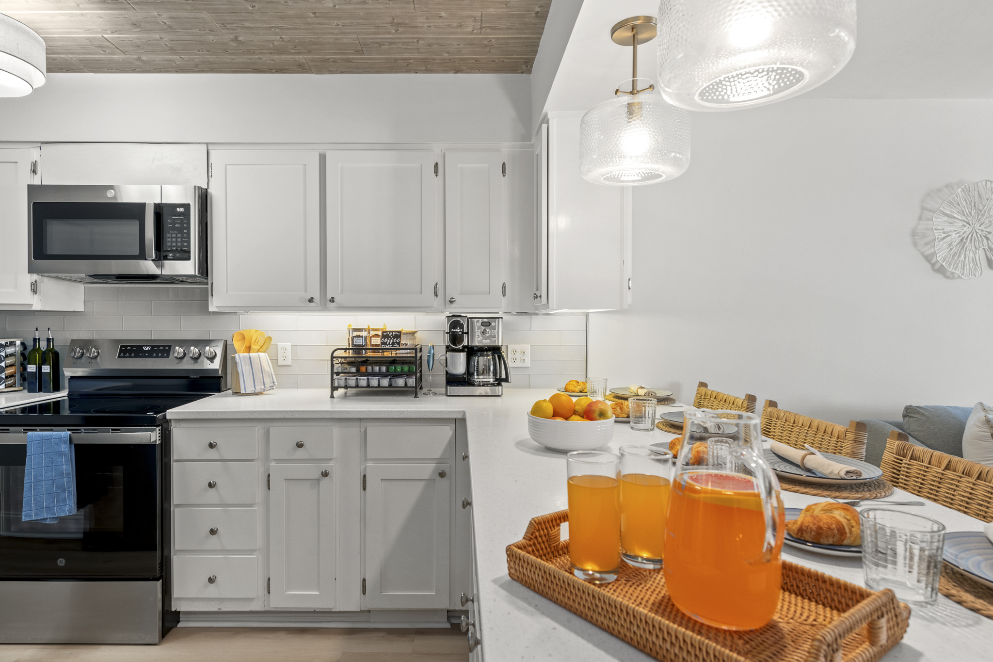 Fully equipped kitchen with everything you need to cook, snack, and sip by the sea.
