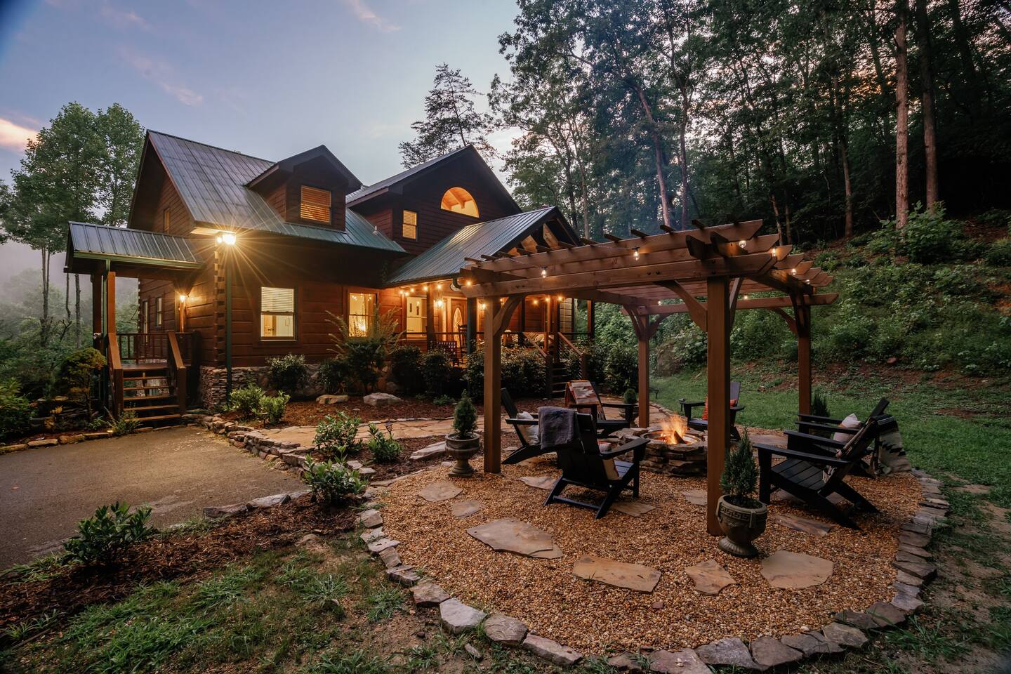 Cabin at twilight. 