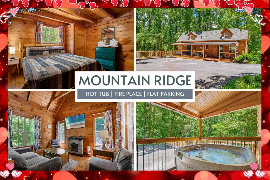 Mountain Ridge is a cozy log cabin retreat featuring a private hot tub, warm fireplace, and flat parking. Just minutes from Anakeesta and all your favorite Smoky Mountain adventures.
