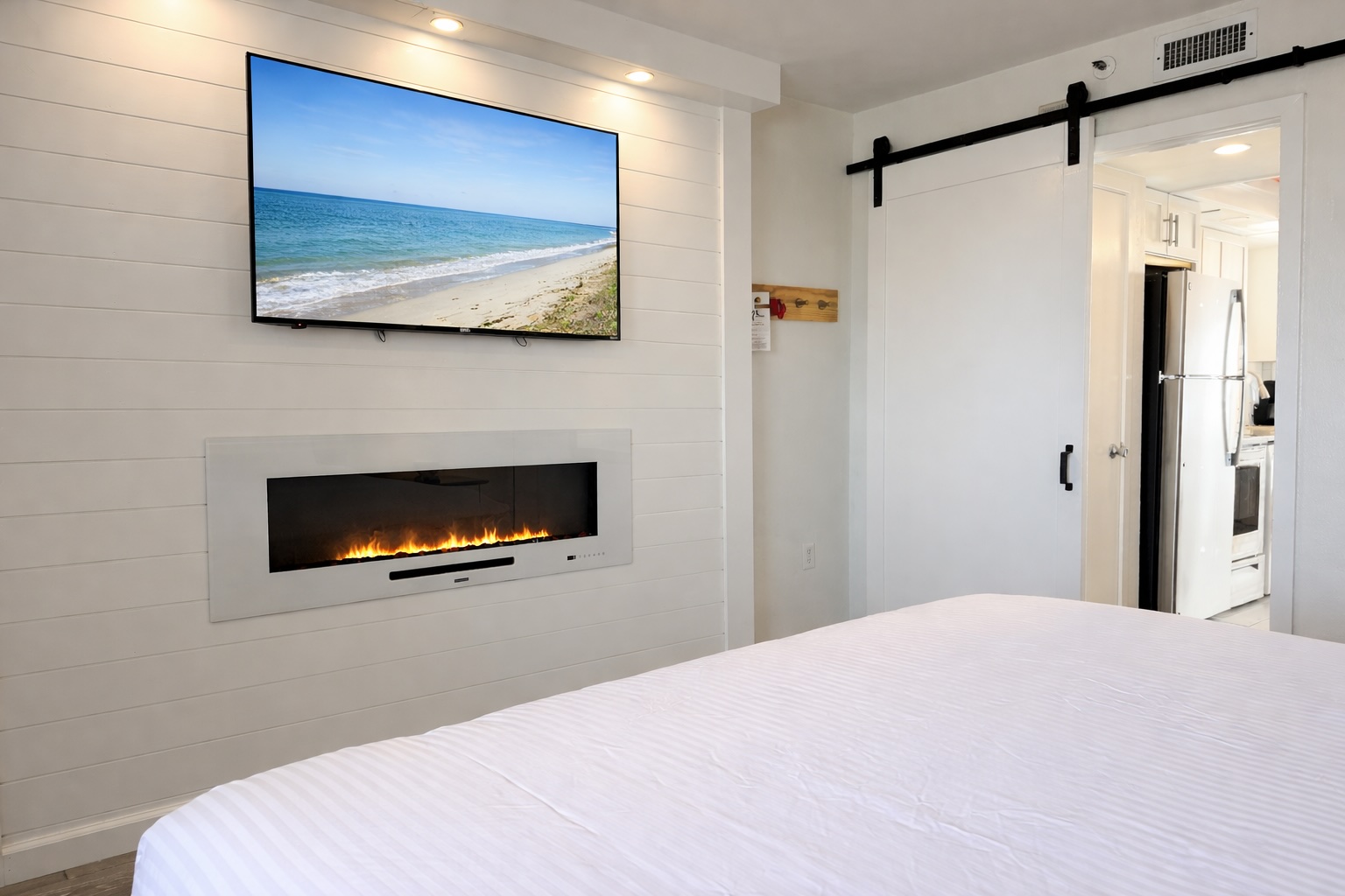 fireplace for setting the mode for a movie night