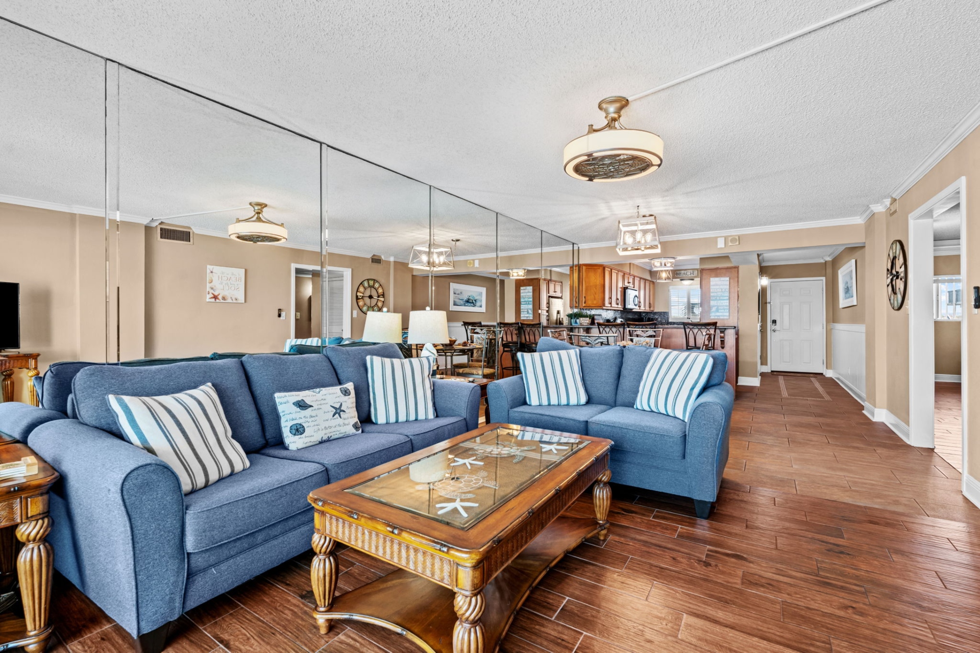 Living area with sleeper sofa and loveseat
