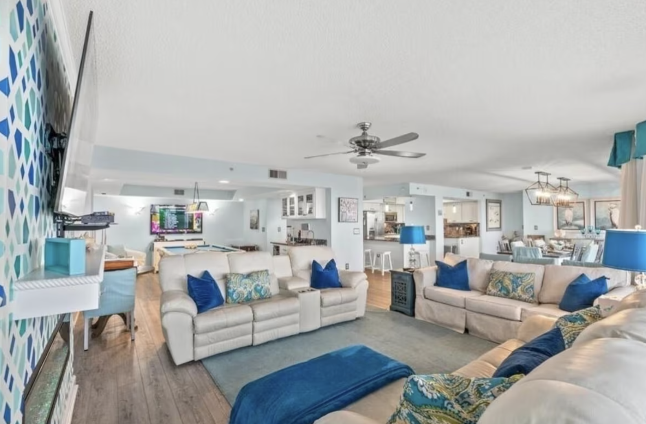 The open-concept living space allows the whole family to do their own thing while still being close to one another