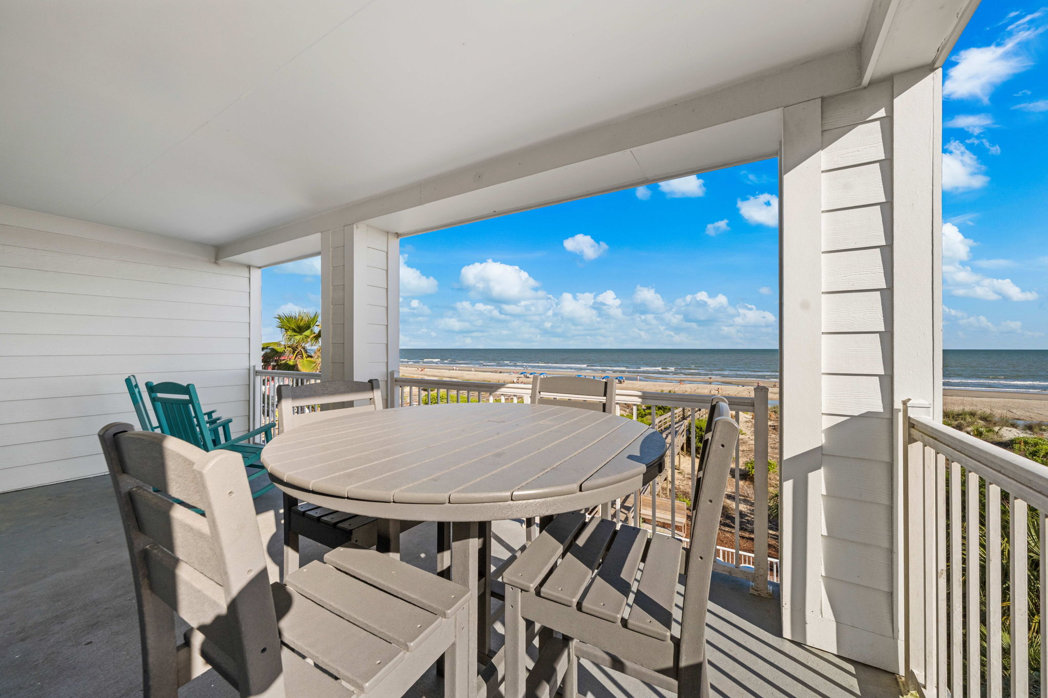 Beachfron dining on porch | Beach Breeze | Oceanview 202 | 1116 Ocean Blvd, Isle of Palms, SC | IOP Escapes