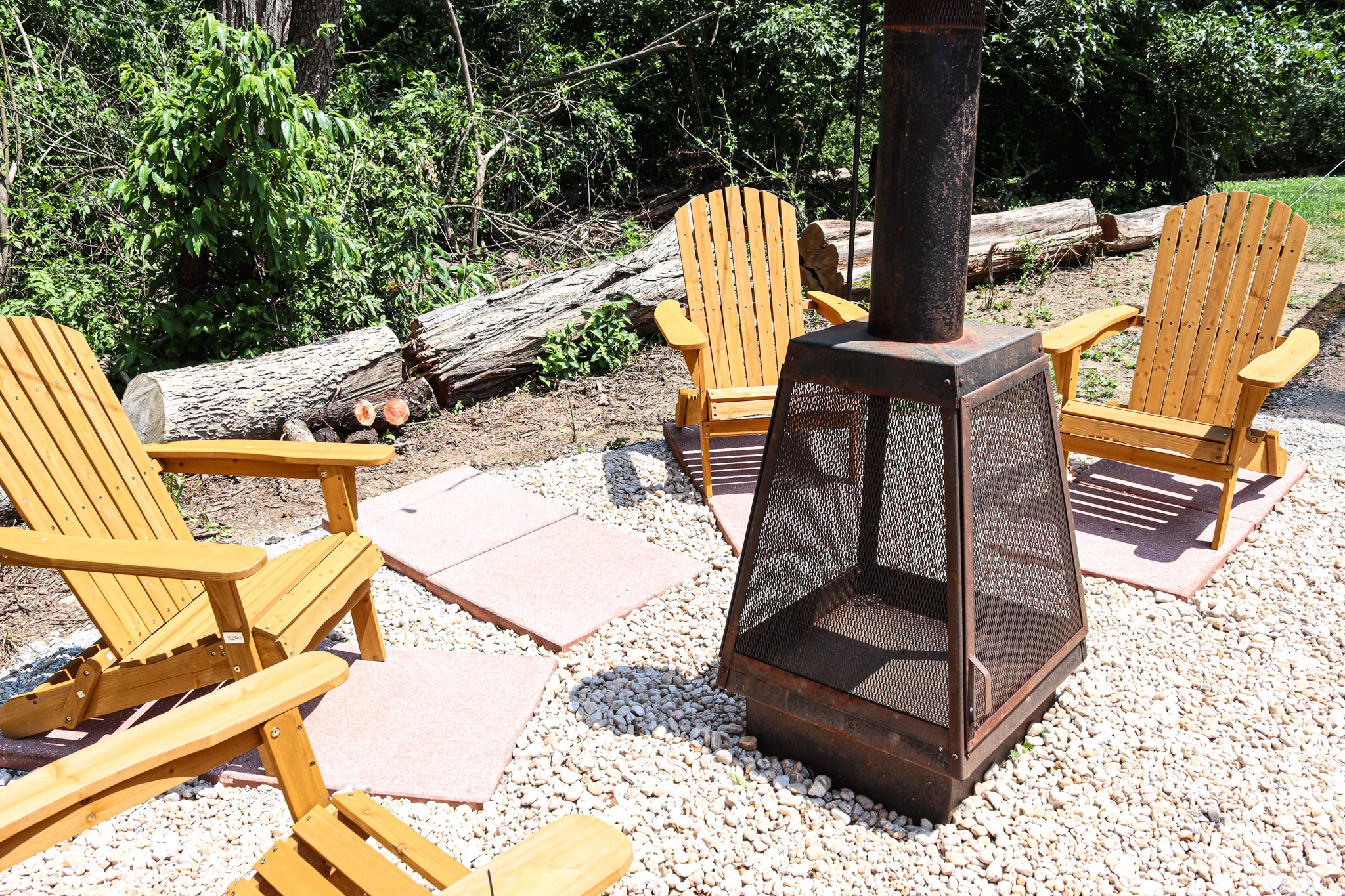 Wood burning fire pit beside the jacuzzi