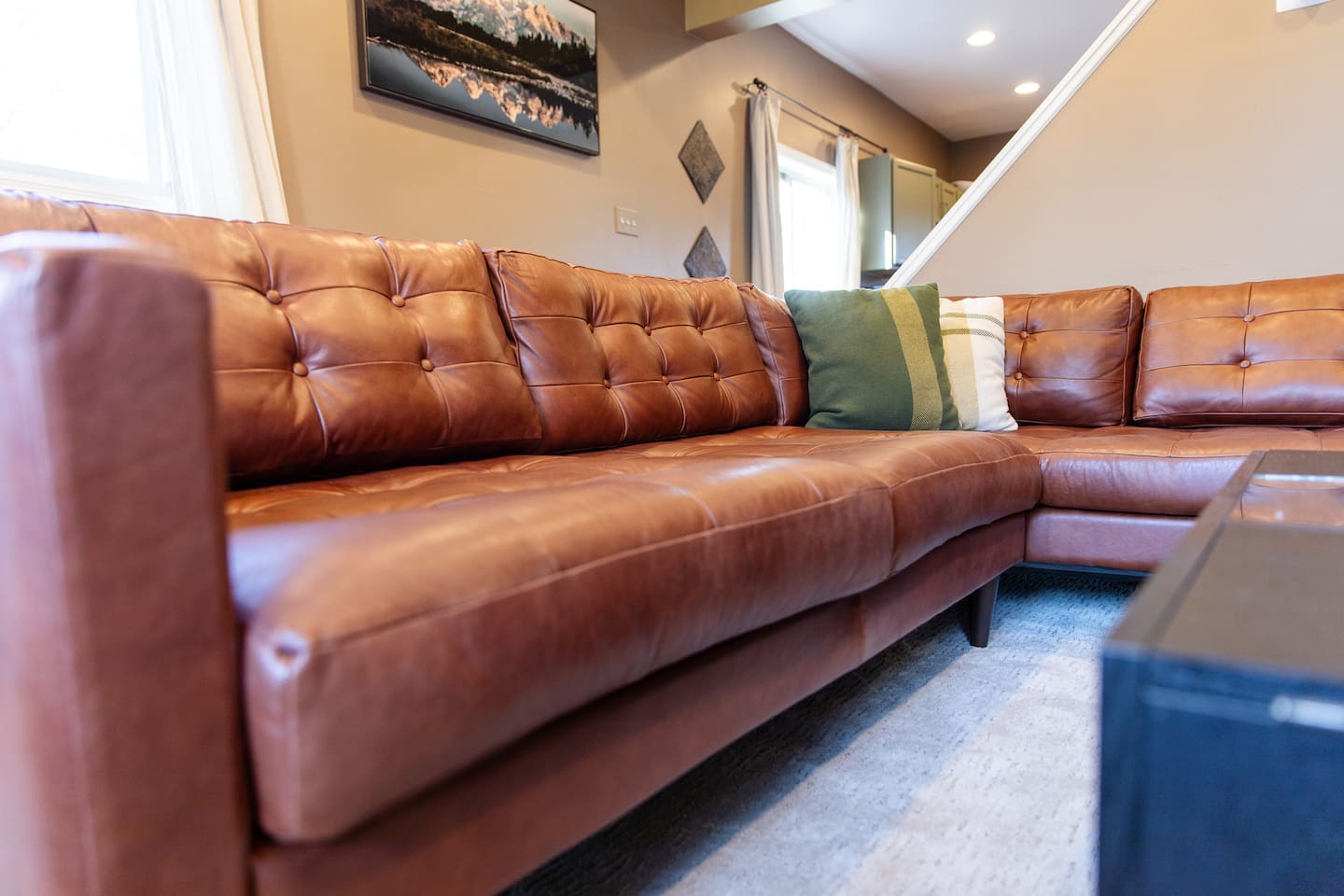 Comfortable leather sectional sofa