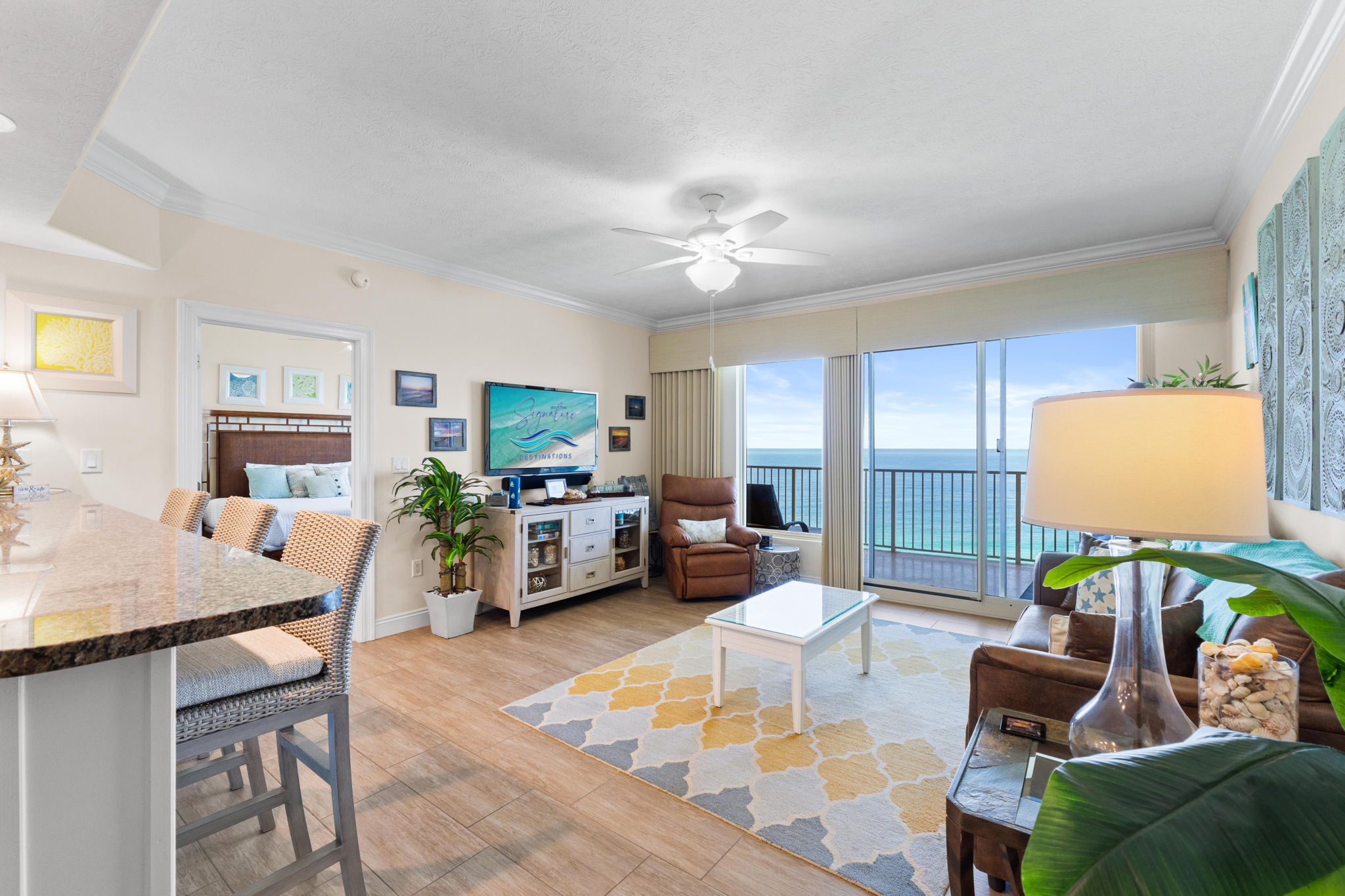 Living Room with Queen Sleeper Sofa and Amazing Beach Views