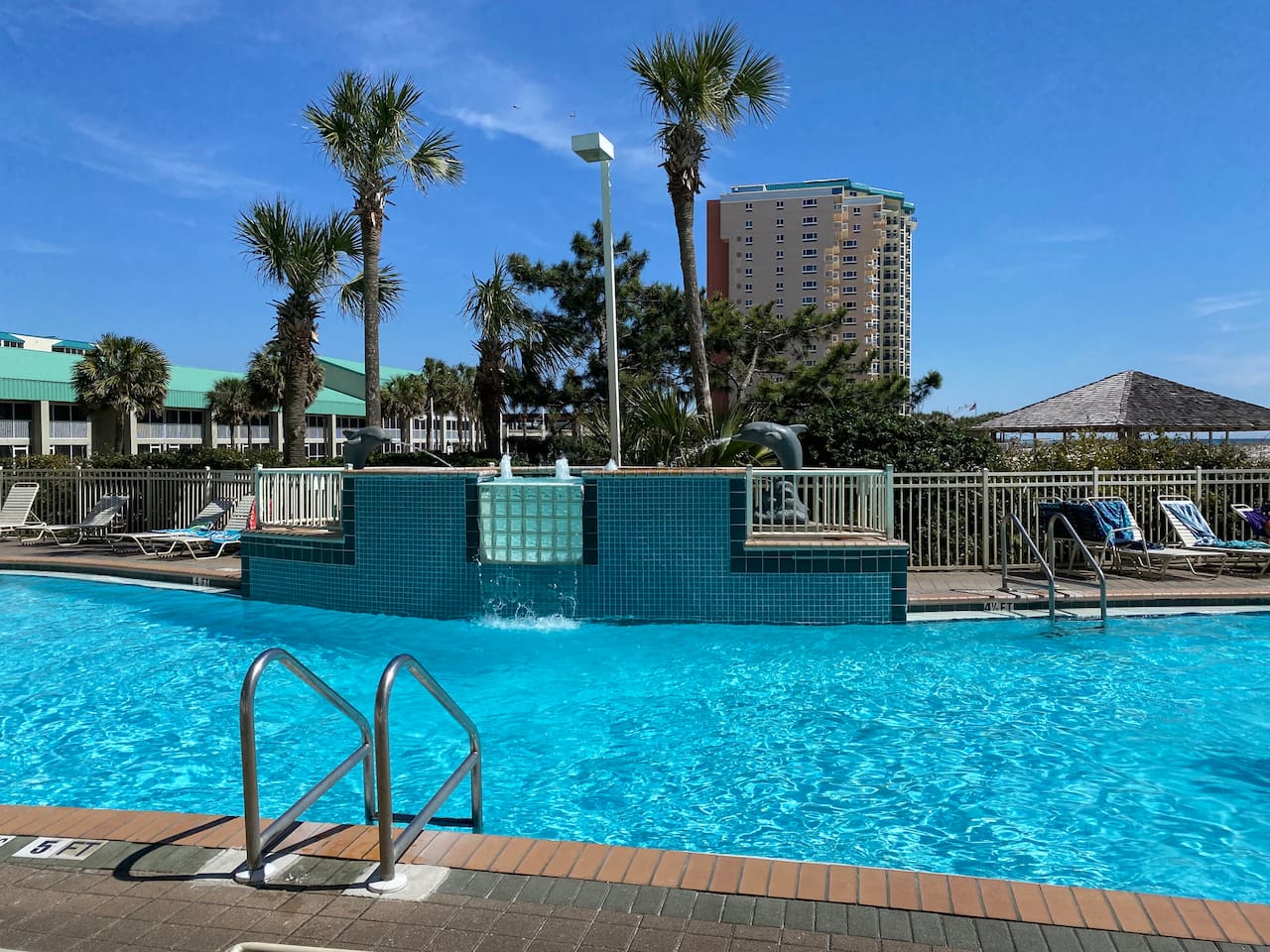 Close up view of the dolphin pool.