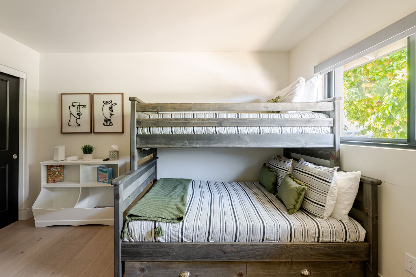 Natural light fills the room, creating a bright and welcoming environment for a restful night.