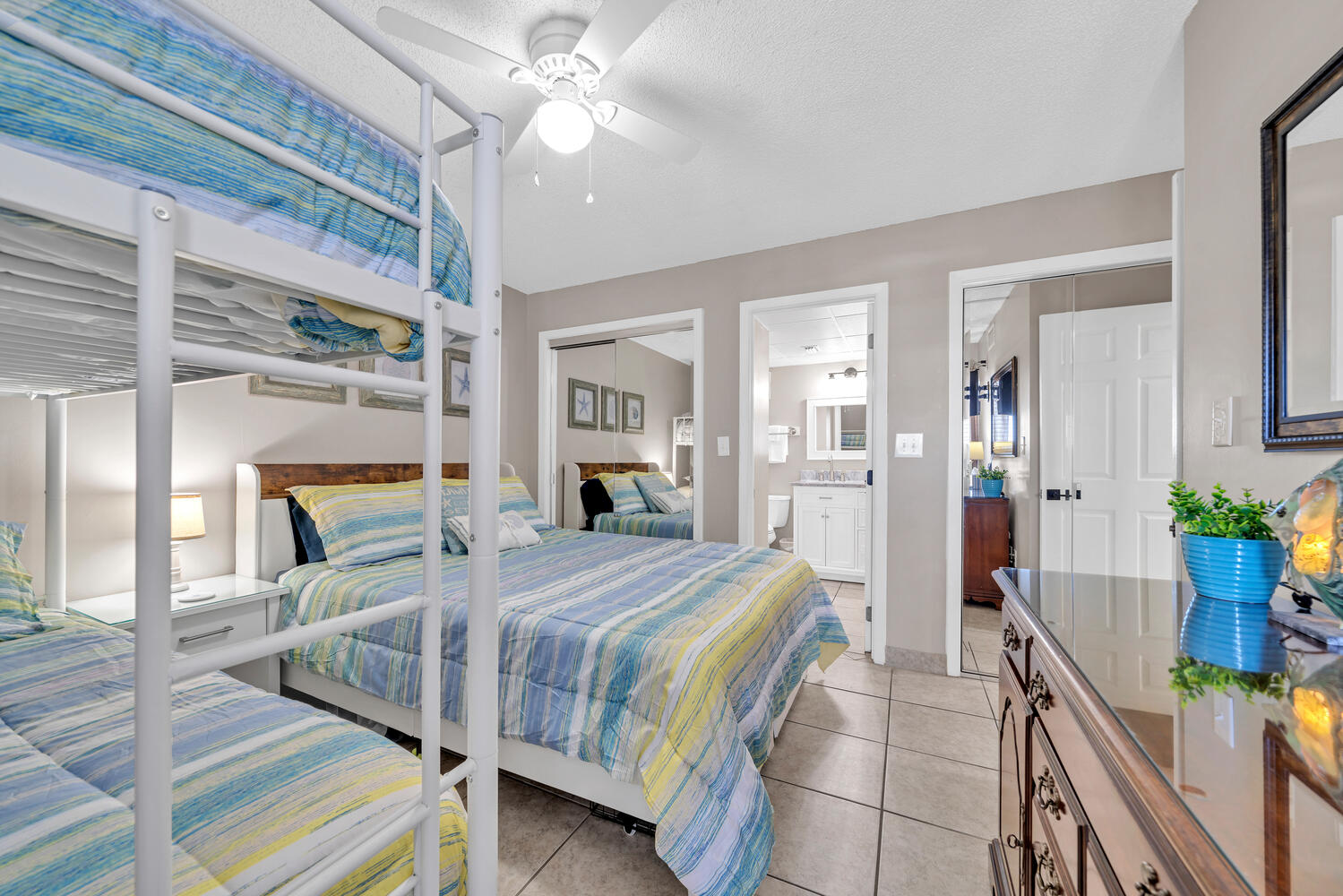 Closet, bathroom access and beach supply closet in bedroom 2