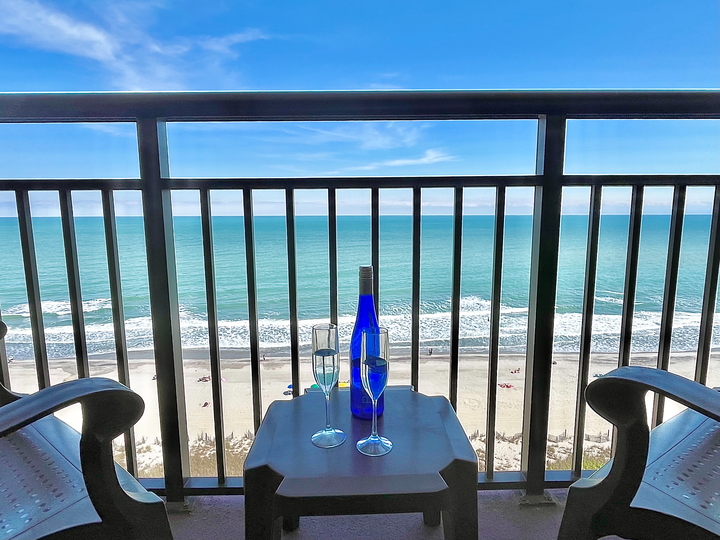 Unwind on the oceanfront balcony.