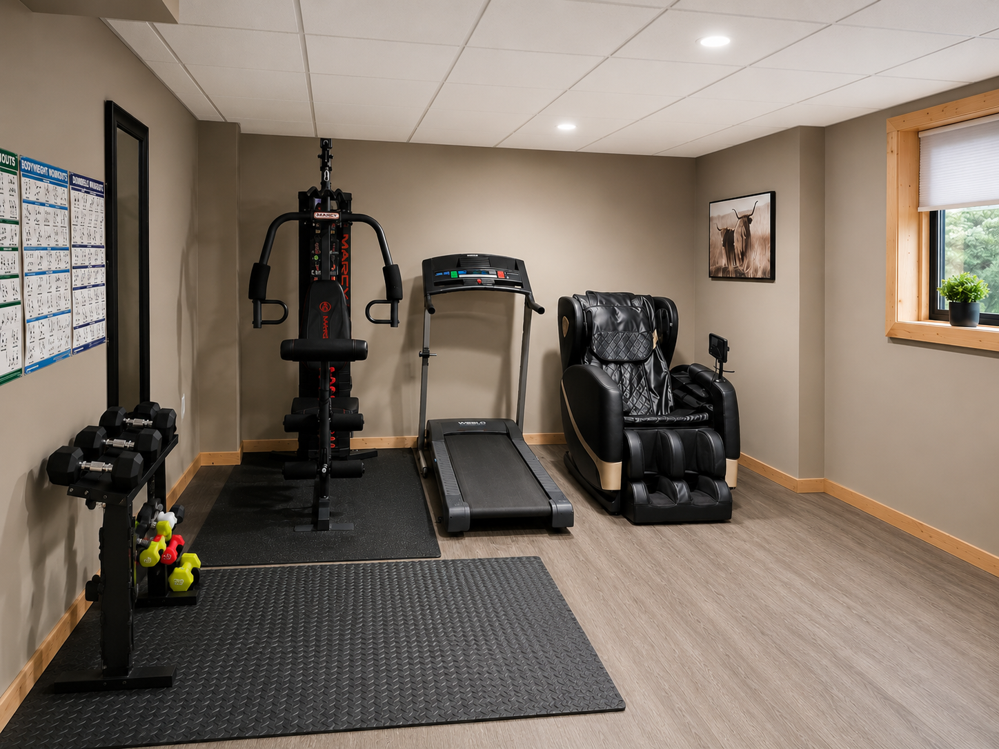 Workout equipment downstairs.
