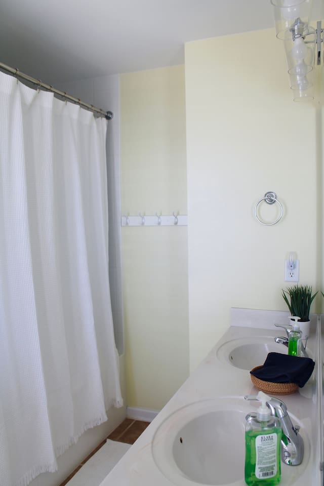 Master bathroom. Jacuzzi tub/shower combo. Double vanity. 