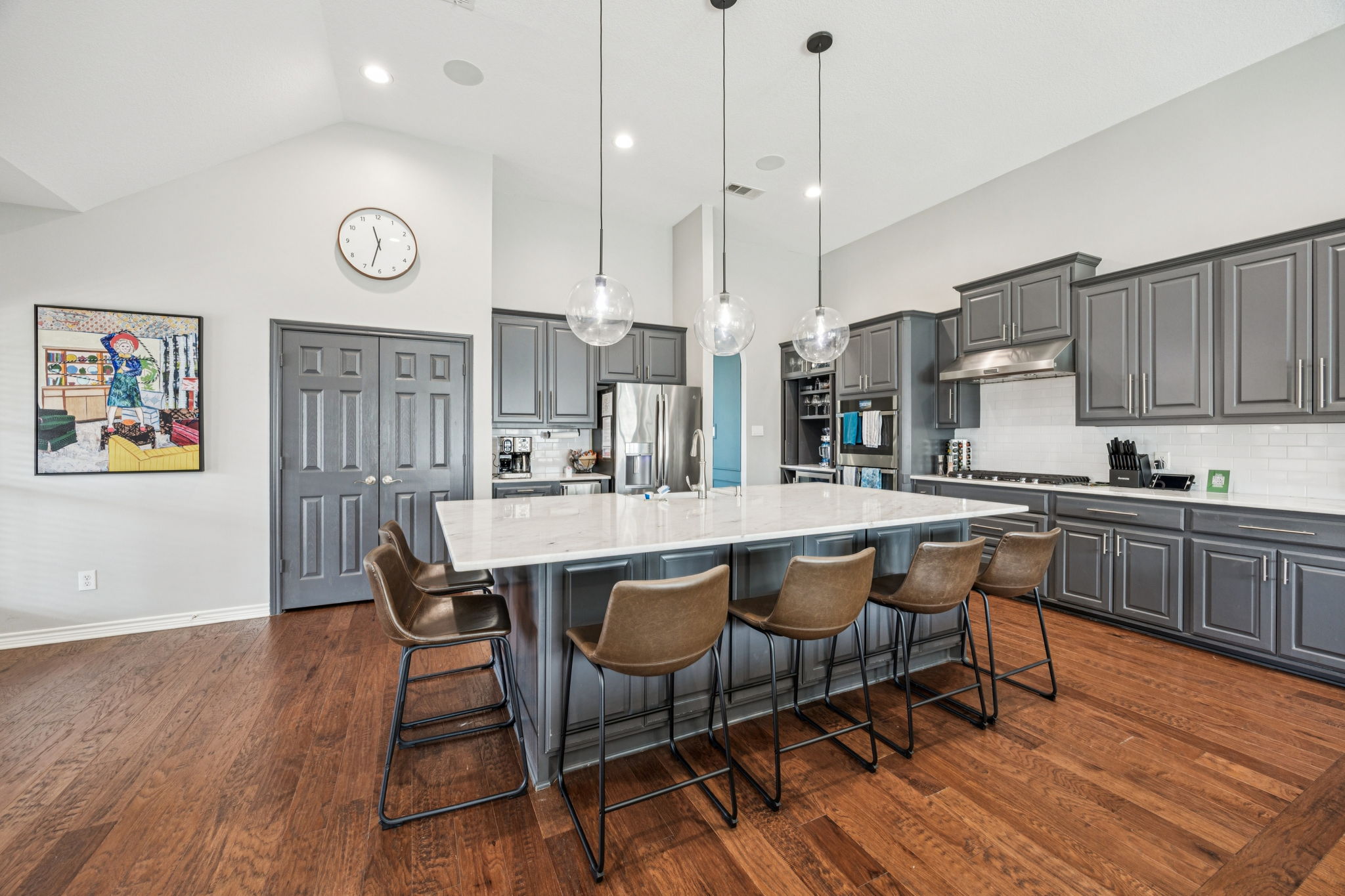 Bright, inviting space for family meals or casual snacks.