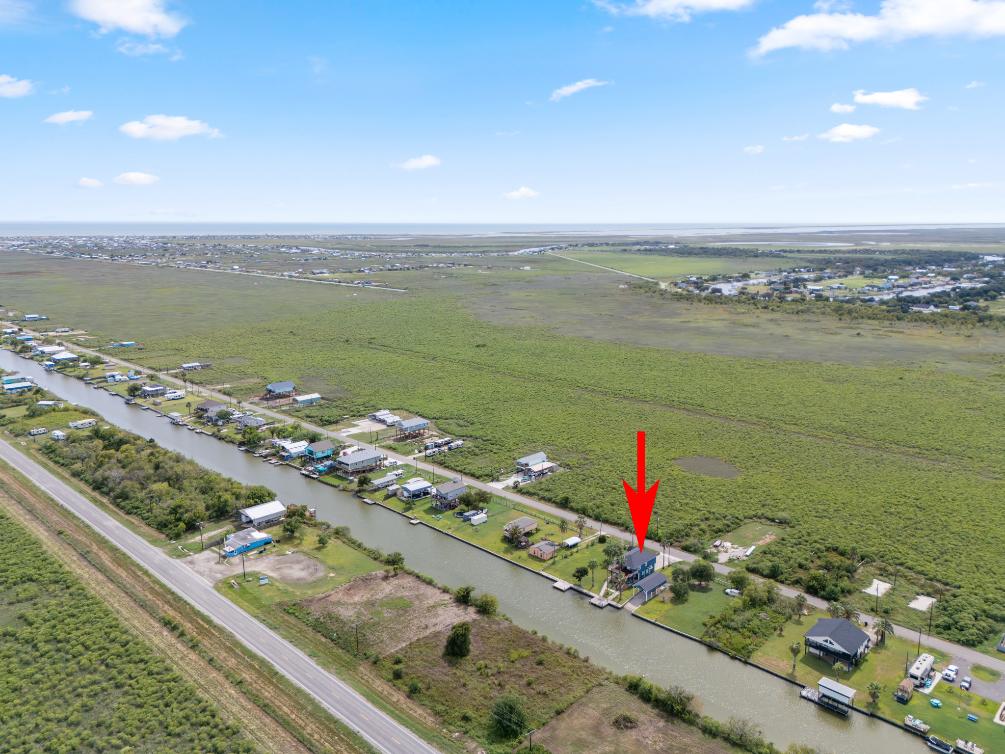Ariel footage showing location of home on Canal.