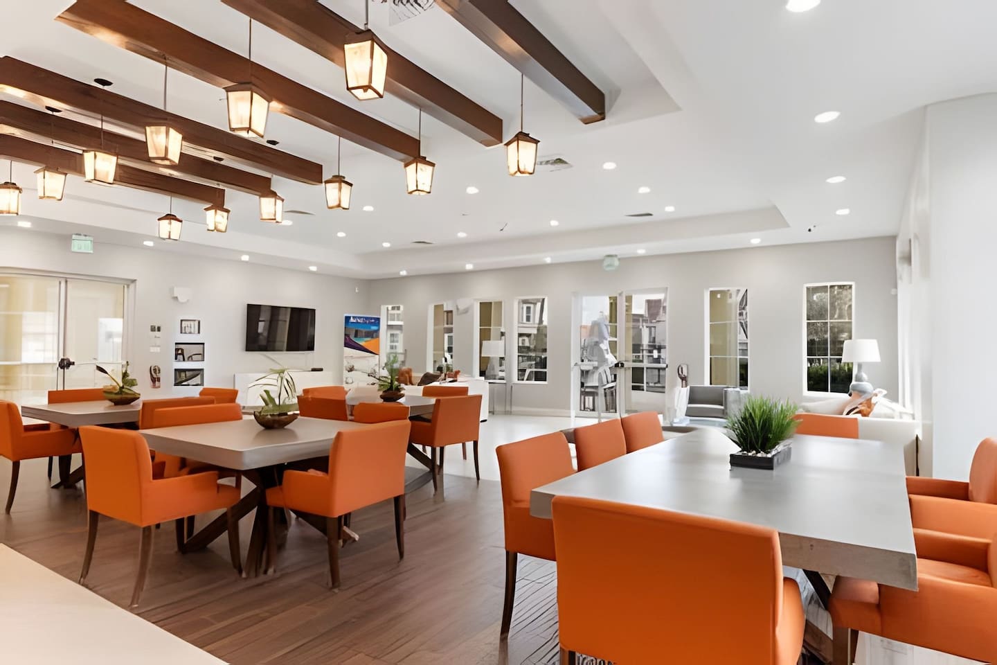 Gather around in this common dining area.