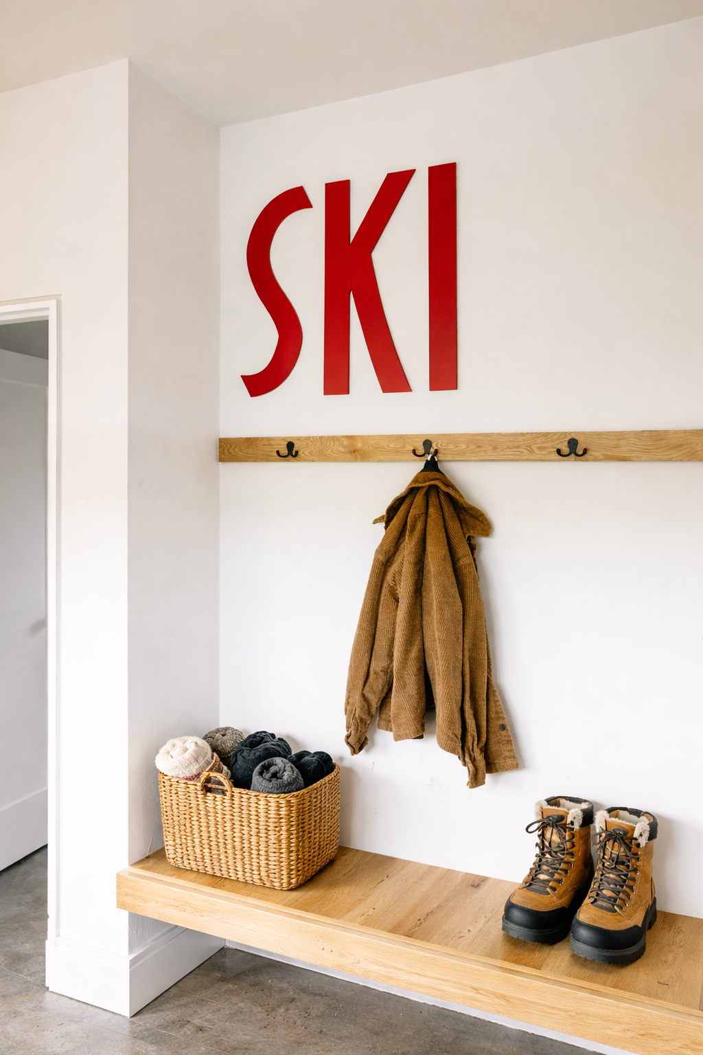 Mudroom entry ready for mountain adventures