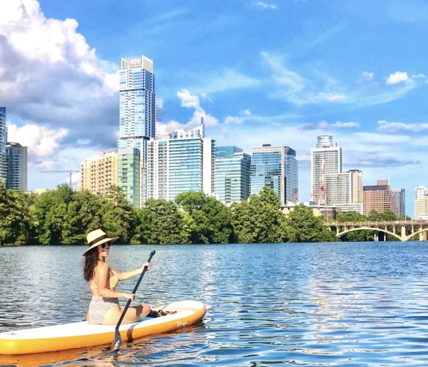 Walk to lady bird lake for kayaking