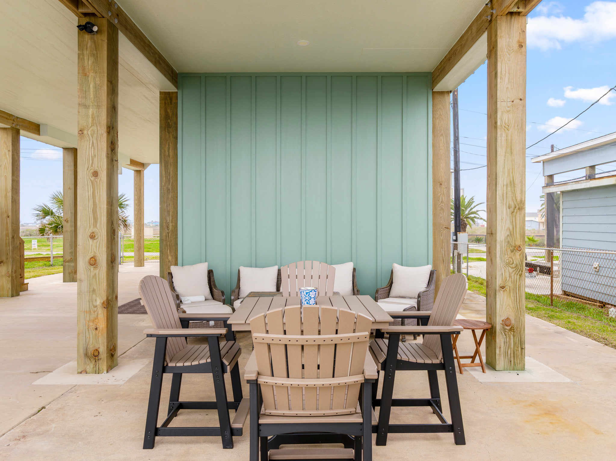 Sitting area under home with ICW/gulf views