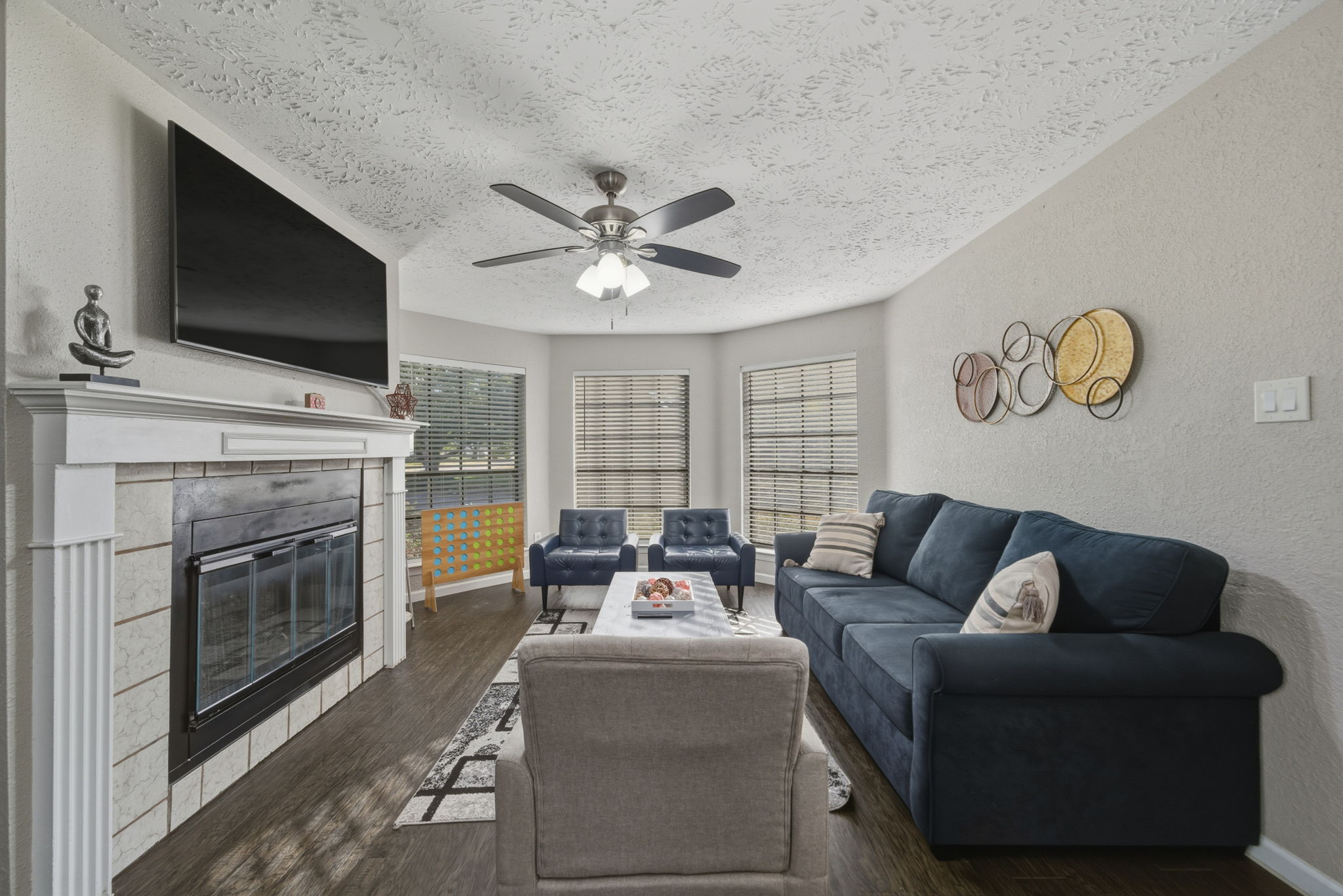 Spacious seating area for relaxing after a day in Houston.