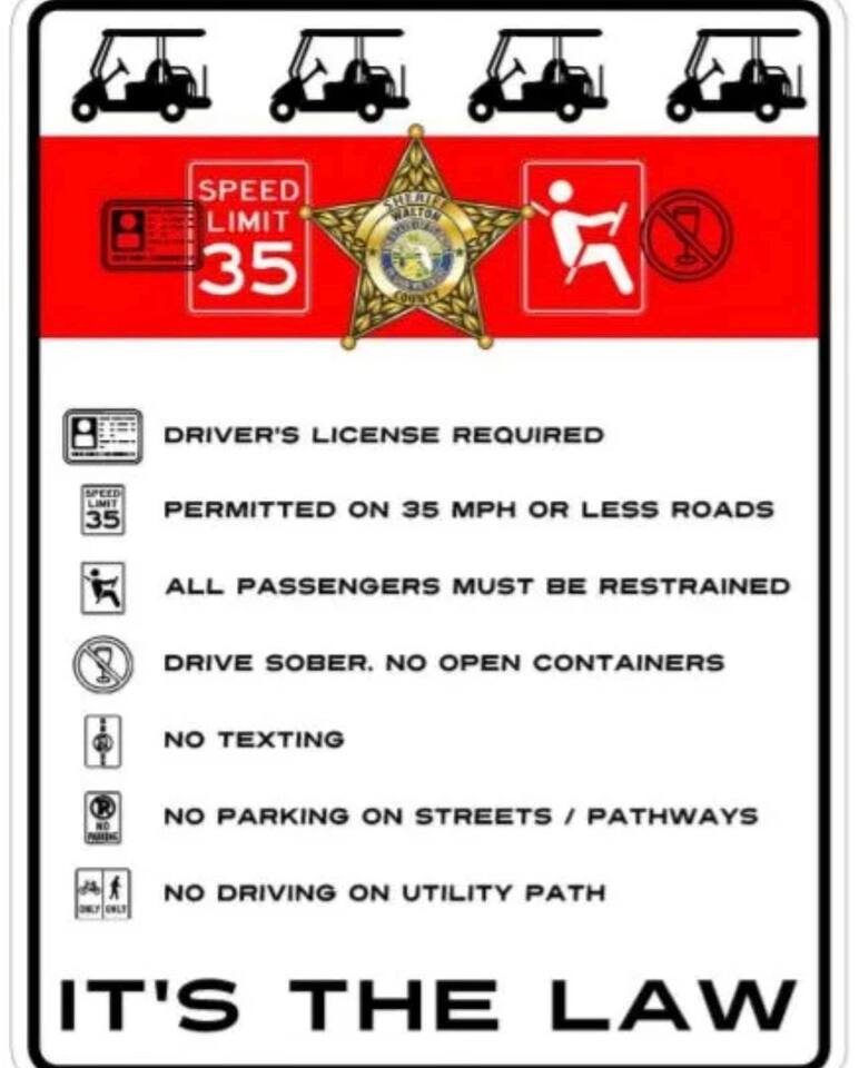 please know the Golf Cart rules and guidelines