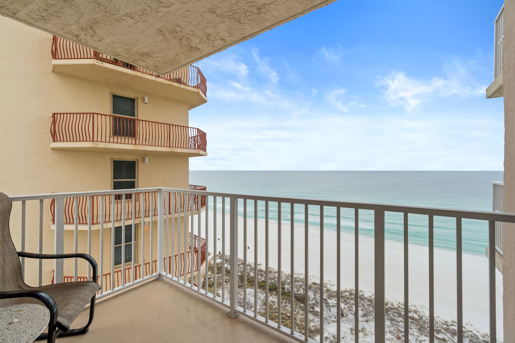 Beach View from Large Balcony with outdoor seating