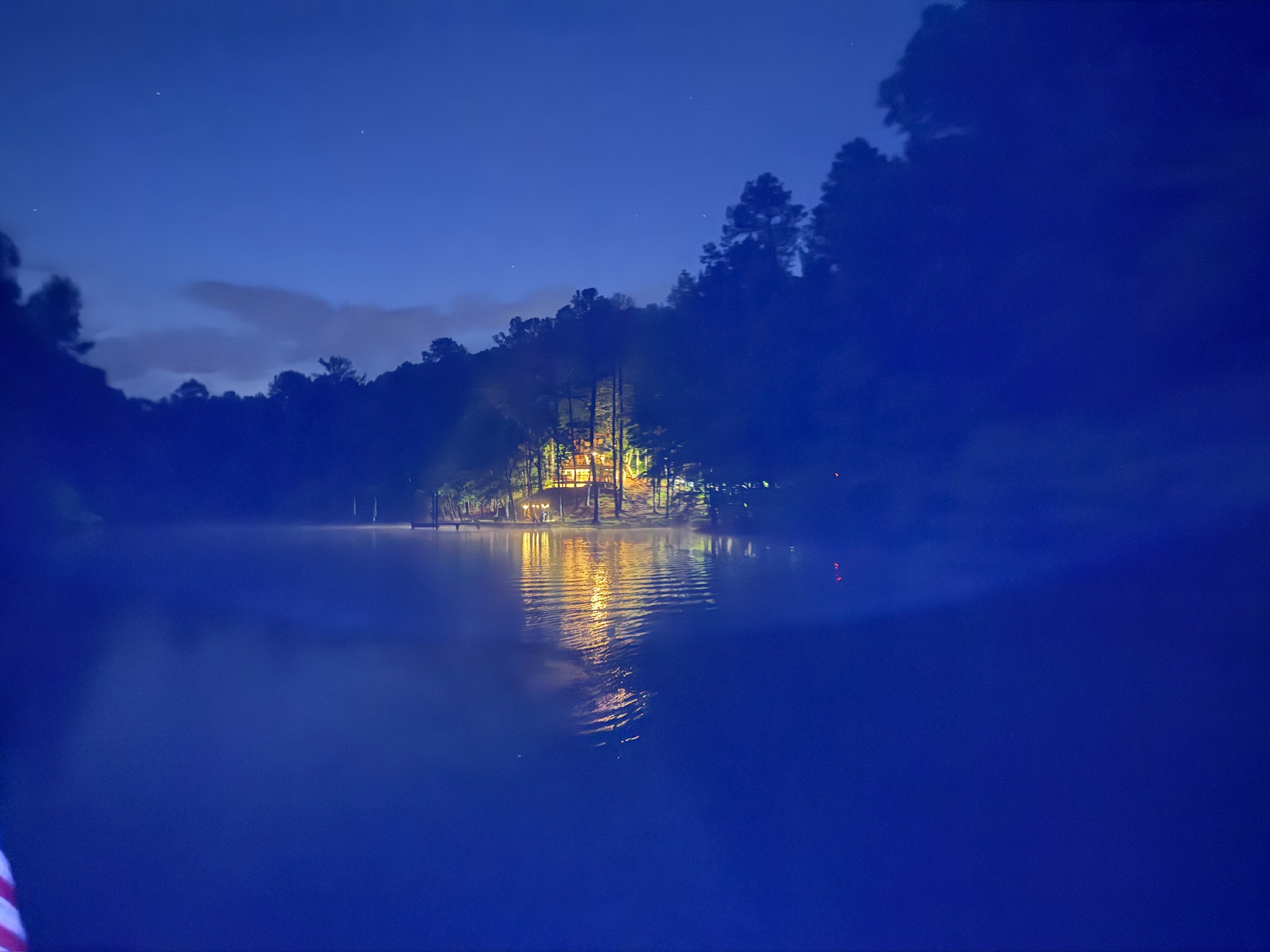 The view from the lake at dusk is breathtaking