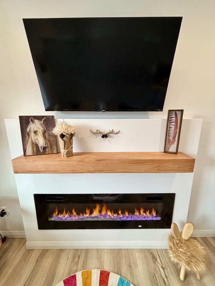 Electric fireplace creates warmth and beautiful ambiance without any effort